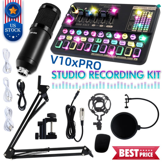 Condenser Microphone Bundle Audio Mixer BM-800 Podcast Microphone with Voice Changer, Studio Equipment for Laptop Computer Vlog Living Broadcast Live Streaming Youtube Tiktok