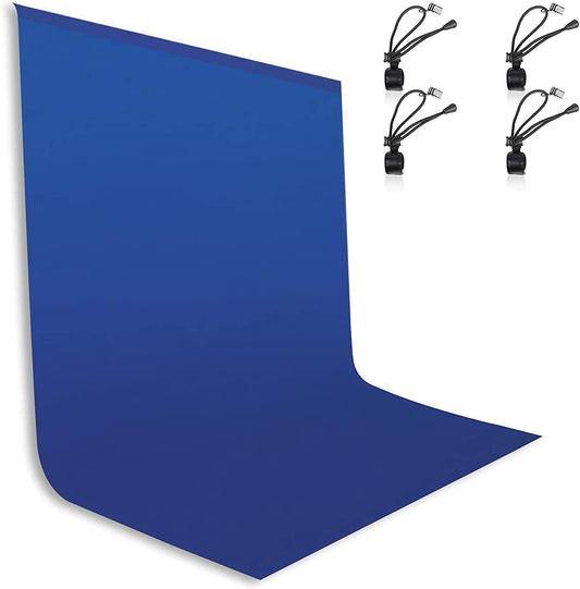 Blue Screen Backdrop, 6 X 9 FT Photography Background for Streaming Zoom Chromakey, Small Photo Muslin Curtain with 4 Clip