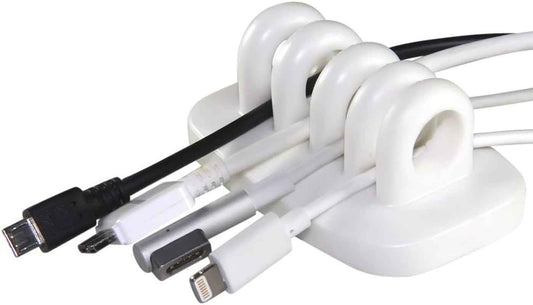 Desktop Cable Organizer, Weighted, No Bad Smell, Bundled with 2 Reusable Cable Ties (White)