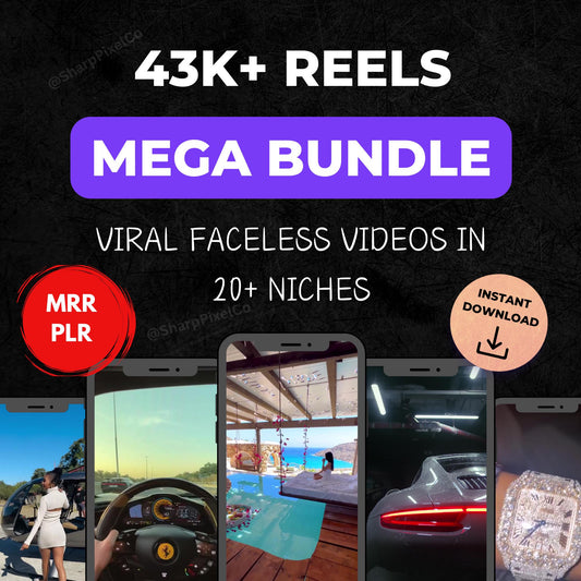 43K+ Viral Faceless Reels Bundle | Aesthetic Videos, Travel Clips, Luxury Rich Lifestyle, DFY Social Media Posts, Instagram & Tiktok Growth