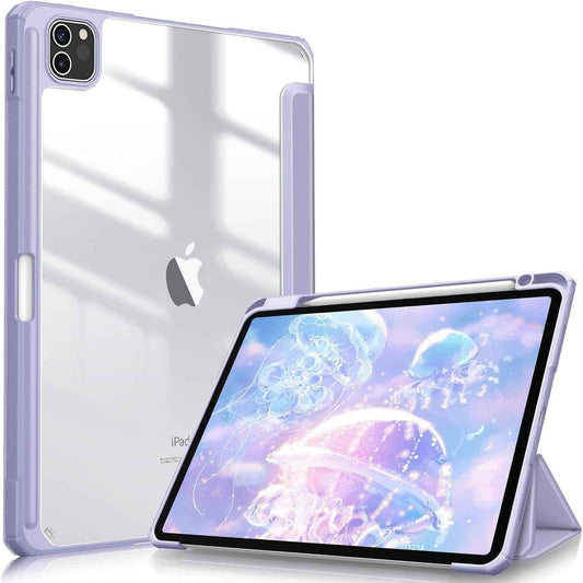Hybrid Slim Case for Ipad Pro 11-Inch (4Th / 3Rd Generation) 2022/2021 - [Built-In Pencil Holder] Shockproof Cover W/Clear Transparent Back Shell, Also Fit Ipad Pro 11" 2Nd Gen, Lilac Purple