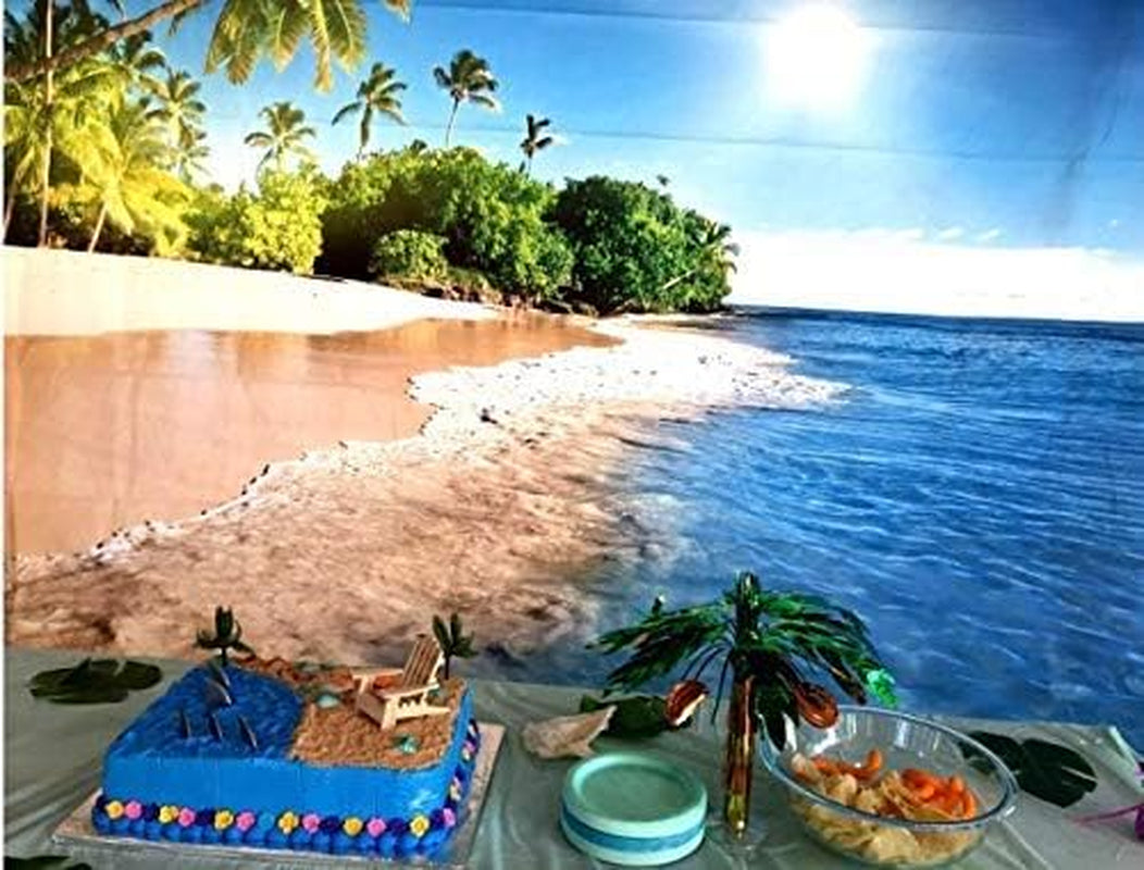 10X7Ft Tropical Beach Summer Sunshine Backdrop Beach Coast Tropical Paradise Blue Sea Sky Coconut Tree Photography Background Themed Party Backdrop Photo Booth Studio Props FH1200