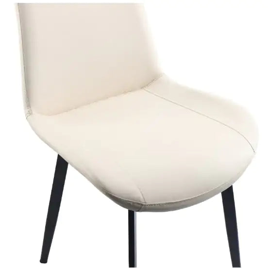 Beige Modern Leather Dining Chairs - Set of 2