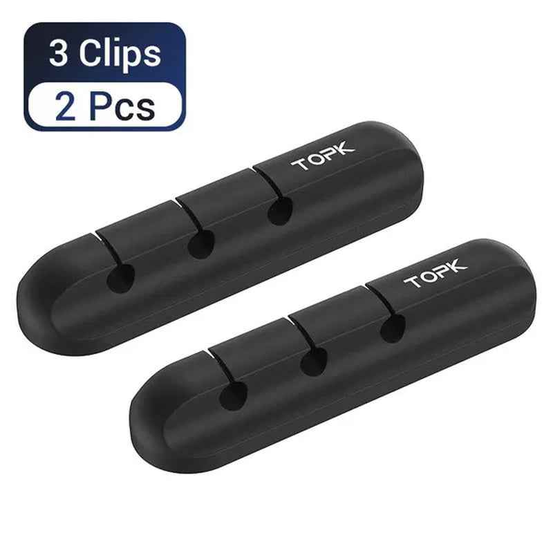 TOPK Feel Free to Stick Multi-Function Cable Organizer Silicone USB Cable Winder Desktop Tidy Management Clips Cable Holder for Mouse Headphone Wire