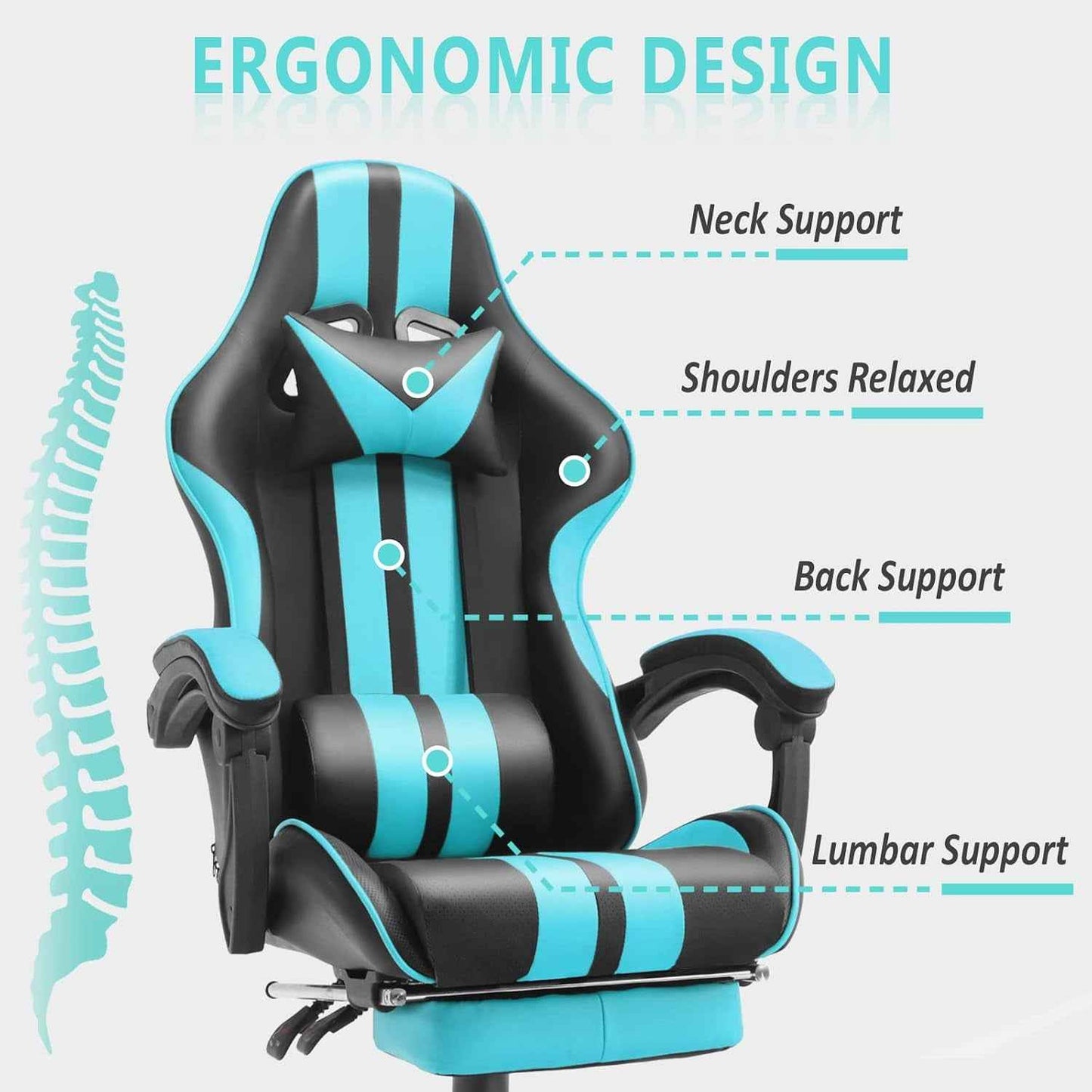 Miami Blue Ergonomic Gaming Chair for Adults & Teens