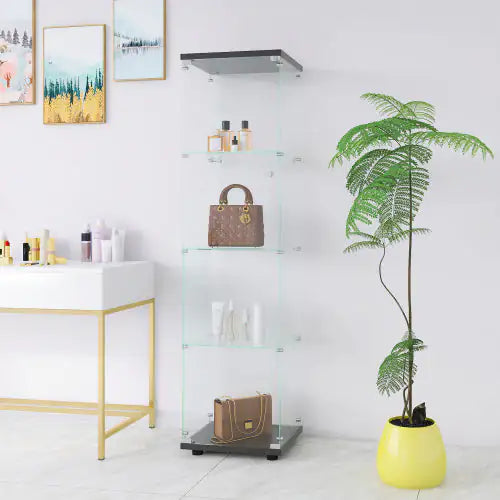 Glass Display Cabinet 4 With Gantry, Floor-to-ceiling Rare Bookshelf, Suitable For Living Room, Bedroom, Office - Luxe Haus Studio