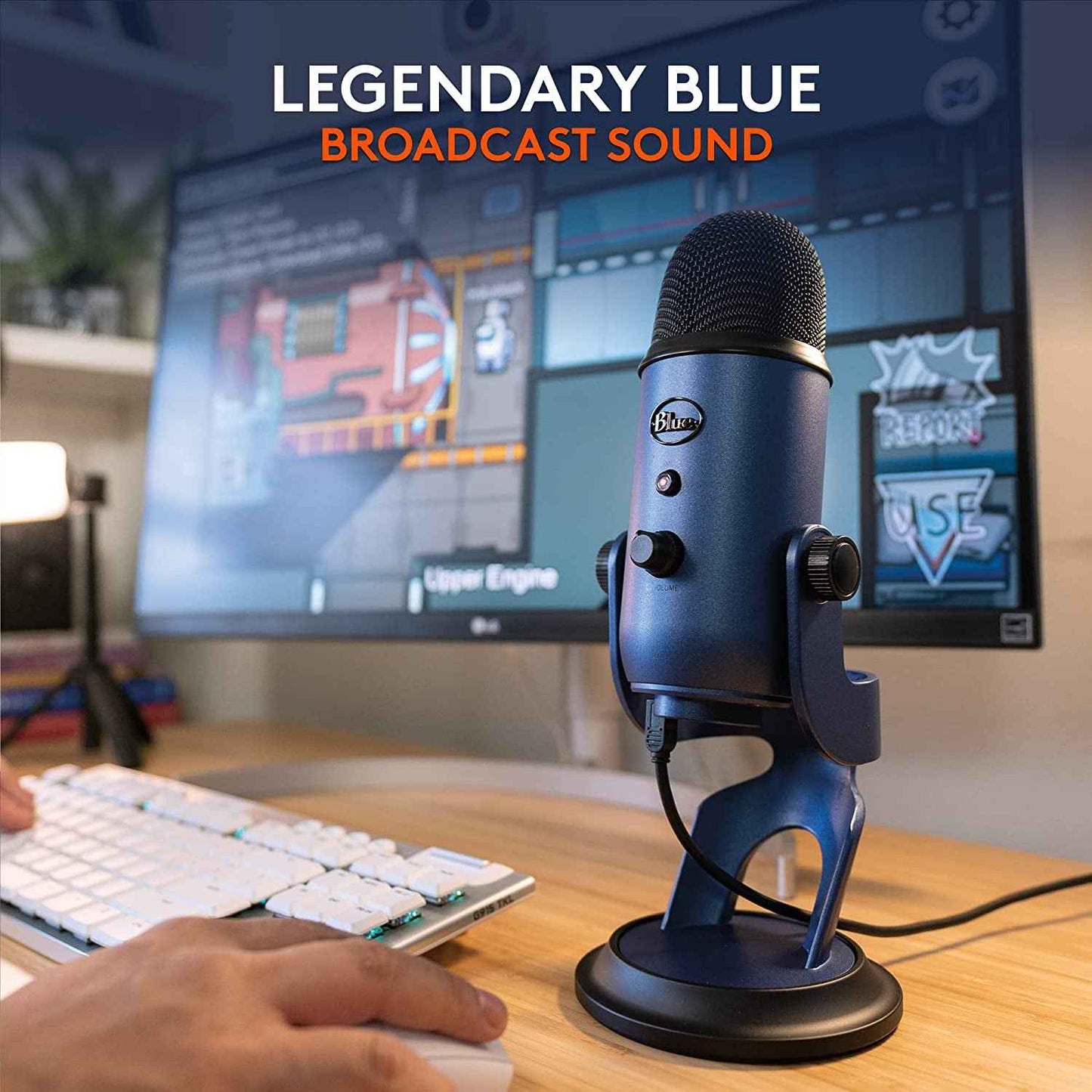Yeti USB Microphone for PC, Mac, Gaming, Recording, Streaming, Podcasting, Studio and Condenser Mic with VO!CE Effects, 4 Pickup Patterns, Plug and Play - Midnight
