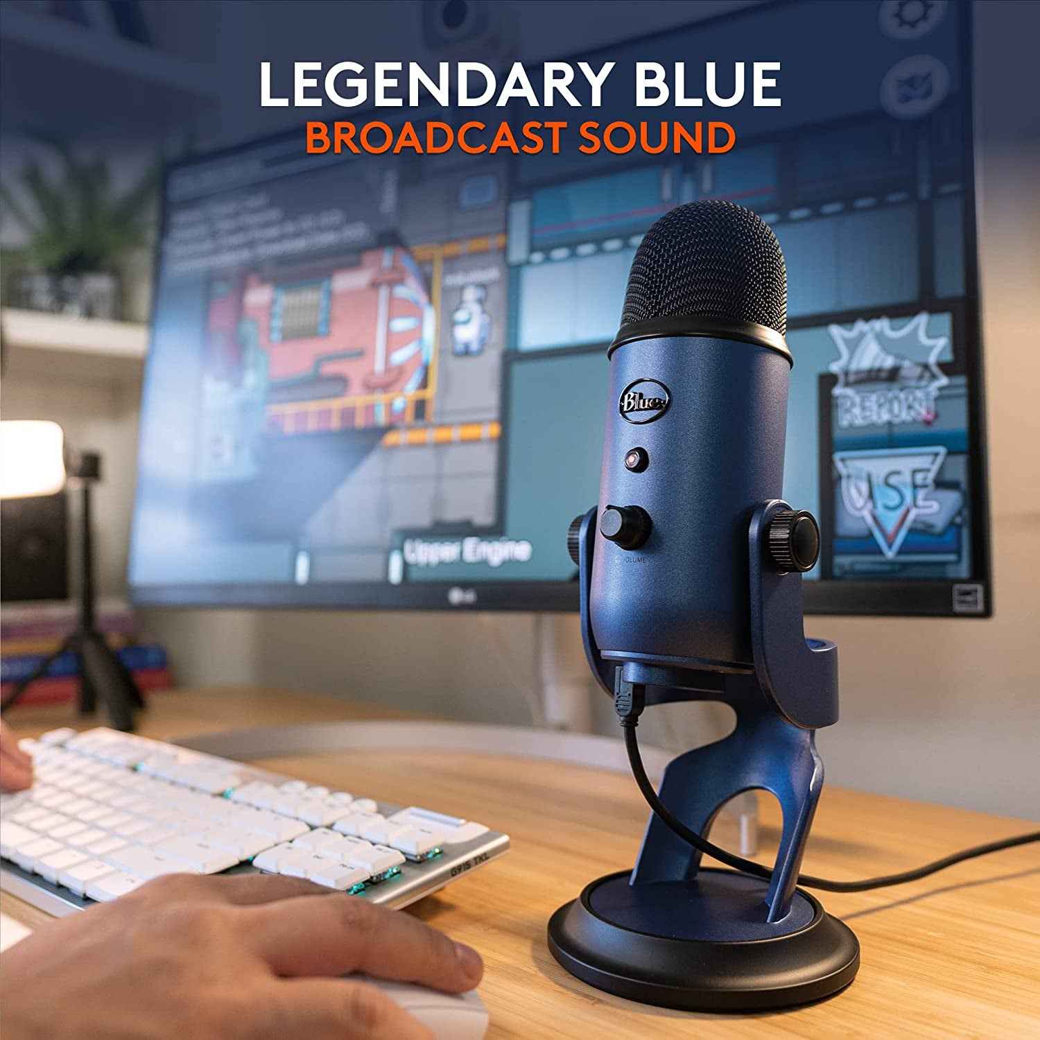 Yeti USB Microphone for PC, Mac, Gaming, Recording, Streaming, Podcasting, Studio and Condenser Mic with VO!CE Effects, 4 Pickup Patterns, Plug and Play - Midnight