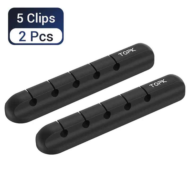 TOPK Feel Free to Stick Multi-Function Cable Organizer Silicone USB Cable Winder Desktop Tidy Management Clips Cable Holder for Mouse Headphone Wire