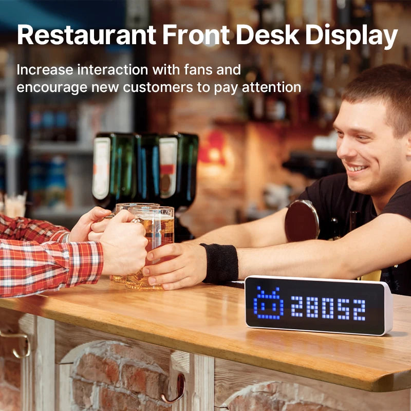 TC001 Smart Pixel Clock Youtube Followers Simultaneous Pixelated Message Display Smart Desktop Clock