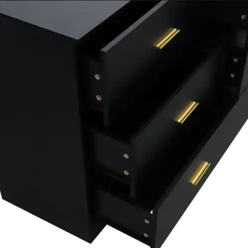 Modern Black 6-Drawer Dresser – Wide Contemporary Chest of Drawers with Ample Storage - Luxe Haus Studio