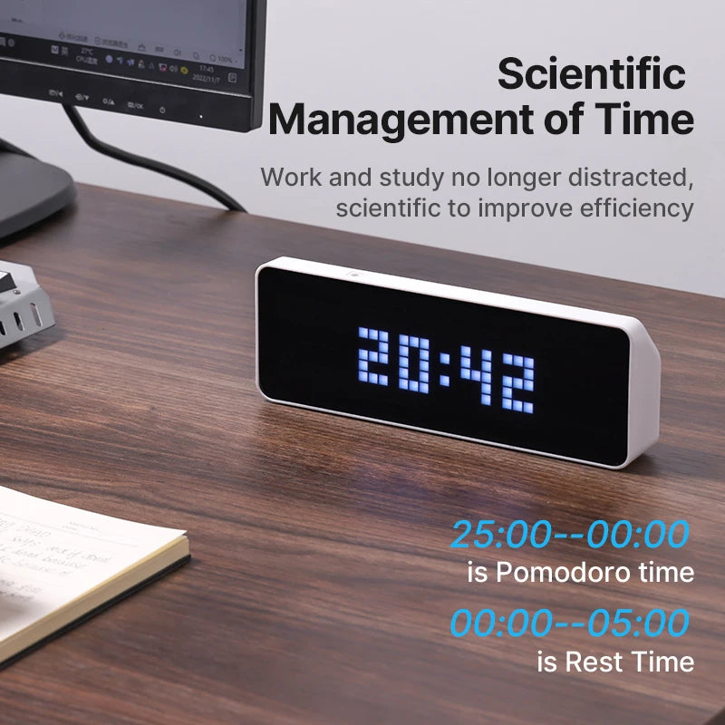 TC001 Smart Pixel Clock LED Full Color Pixel Display Pomodoro Clock Youtube Fans for Home New Version