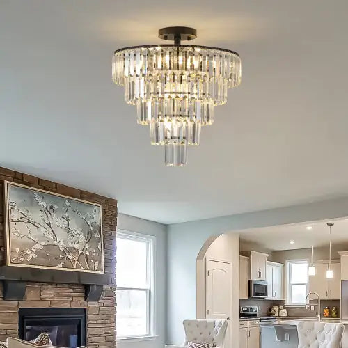 Large Black Crystal Chandelier, Contemporary Style Chandelier, Dining Room, Living Room, Bedroom - Luxe Haus Studio