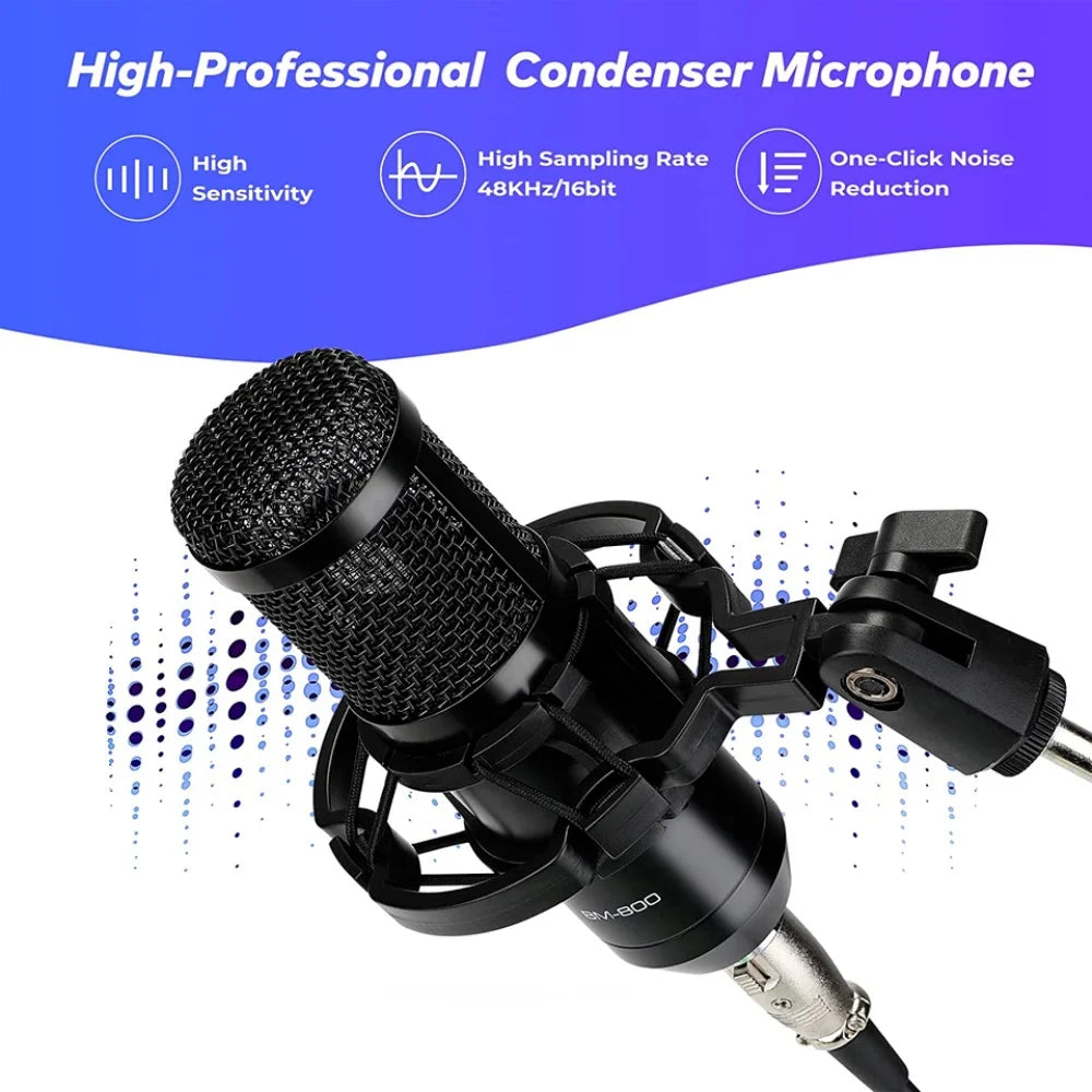 Condenser Microphone Bundle Audio Mixer BM-800 Podcast Microphone with Voice Changer, Studio Equipment for Laptop Computer Vlog Living Broadcast Live Streaming Youtube Tiktok