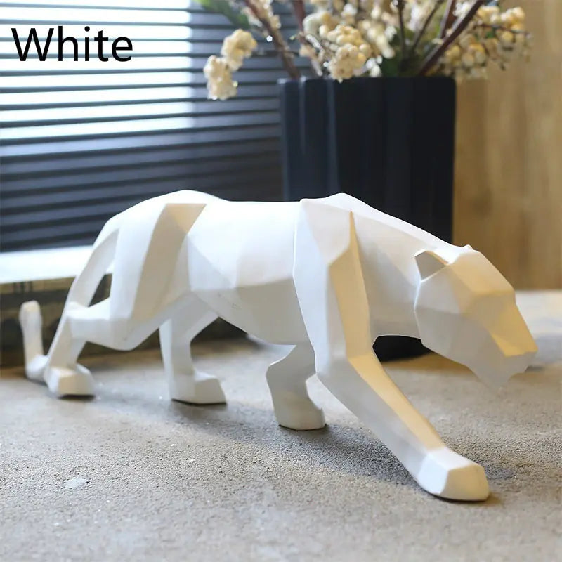 Nordic Origami Leopard Resin Sculpture – Modern Luxury Statement Home Décor