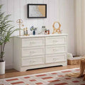 Modern White 6-Drawer Dresser – Wide Chest of Drawers with Metal Pulls for Bedroom & Living Spaces
