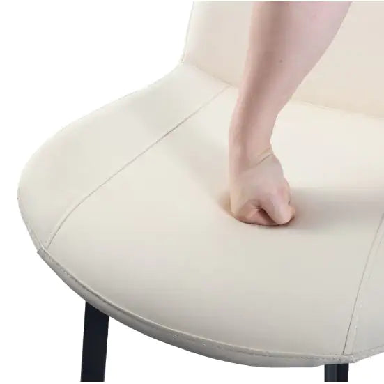 Beige Modern Leather Dining Chairs - Set of 2