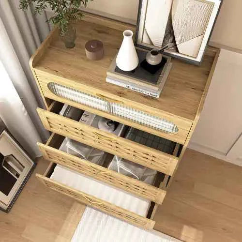 Wood 4-Drawer Dresser – Modern Farmhouse Storage Organizer for Bedroom & Nursery