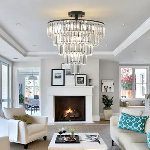 Large Black Crystal Chandelier, Contemporary Style Chandelier, Dining Room, Living Room, Bedroom - Luxe Haus Studio