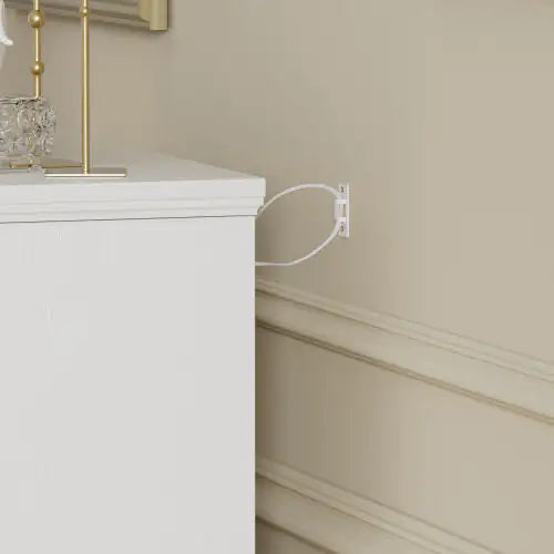 Modern White 6-Drawer Dresser – Wide Chest of Drawers with Metal Pulls for Bedroom & Living Spaces - Luxe Haus Studio