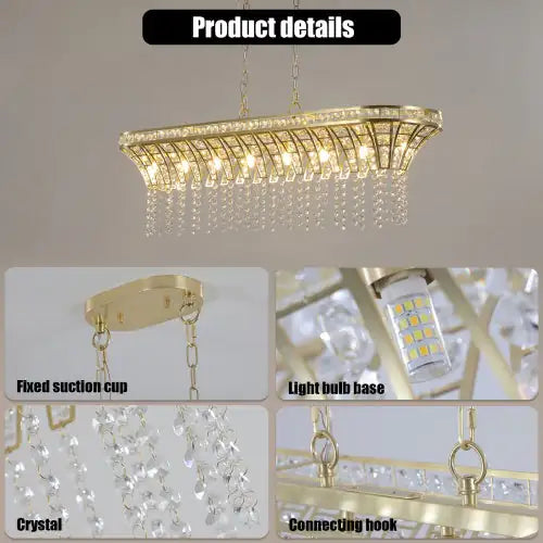 Modern Champagne Gold Kitchen Island Crystal Chandelier Lamp - Oval Crystal Ceiling Chandelier