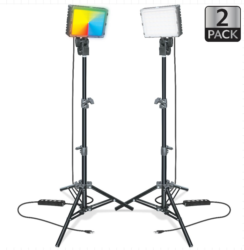 2-Pack LED Studio Lighting Kit: RGB, White & Special Effects for Brilliant Content Creation - Luxe Haus Studio