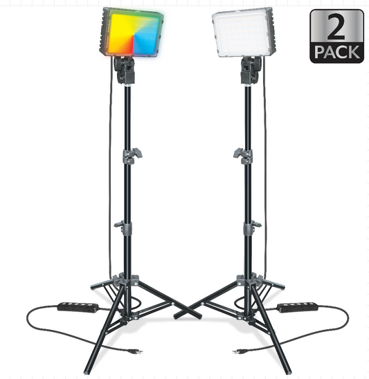 2-Pack LED Studio Lighting Kit: RGB, White & Special Effects for Brilliant Content Creation - Luxe Haus Studio