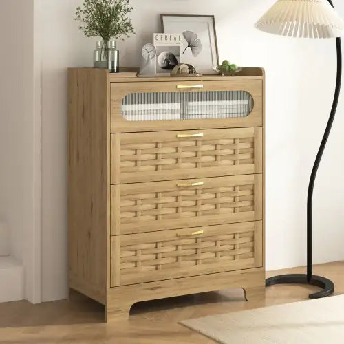 Wood 4-Drawer Dresser – Modern Farmhouse Storage Organizer for Bedroom & Nursery - Luxe Haus Studio