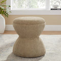 Bouclé Ottoman Foot Stool – African Drum–Inspired Modern Accent Stool - Luxe Haus Studio