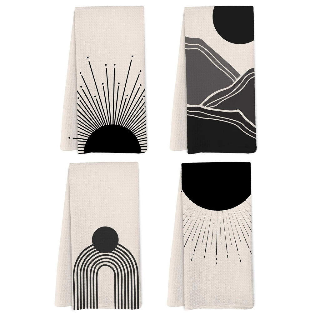 Boho Black Sunshine Kitchen Towels 16x24 - Luxe Haus Studio