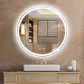 24” Round LED Bathroom Mirror – Dimmable Anti-Fog Vanity Mirror with 3-Color Lighting