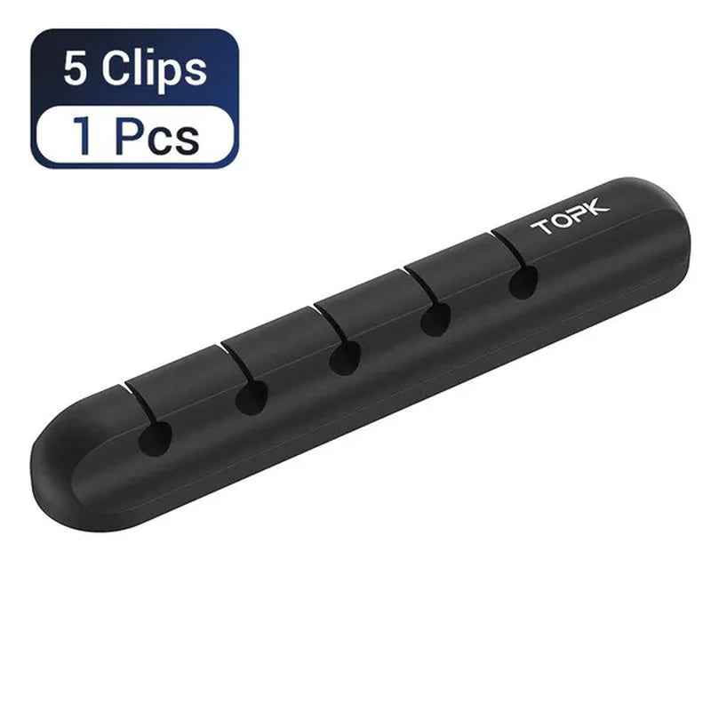 TOPK Feel Free to Stick Multi-Function Cable Organizer Silicone USB Cable Winder Desktop Tidy Management Clips Cable Holder for Mouse Headphone Wire
