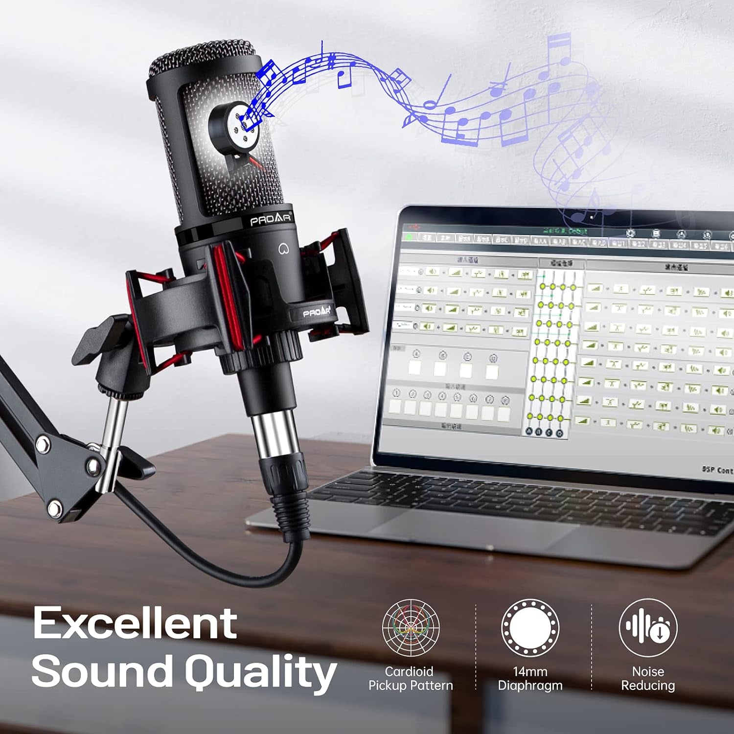 Microfono De Inalambrico Condensador XLR Estudio Grabacion Podcast Profesional