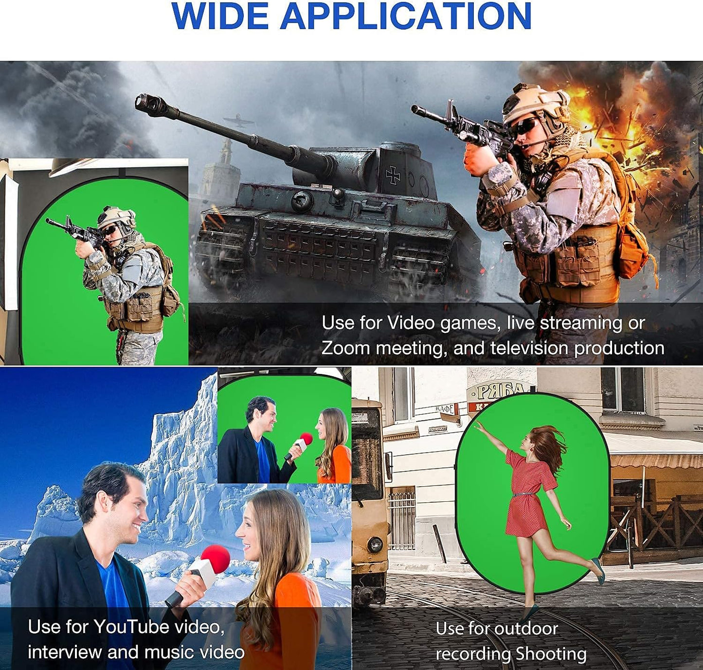 5Ft X 6.5Ft Chromakey Backdrop, 2-In-1 Background Screen Green and Blue Screen, Foldable Backdrop for Photography, Gaming and Live Streaming