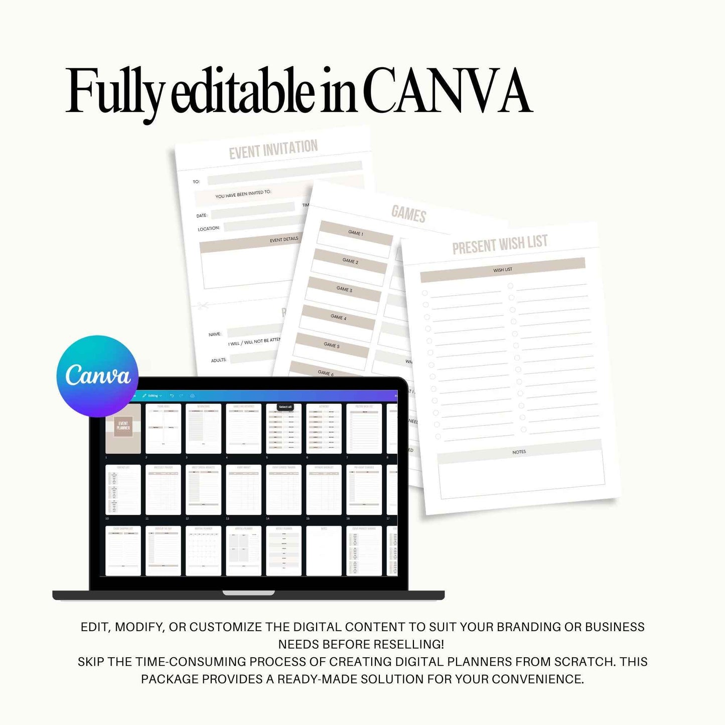 PLR Event Planner, Master Resell Rights, Plr Planner, PLR Digital Products, Resell Planner, Plr Templates, MRR, Canva Templates, Dfy
