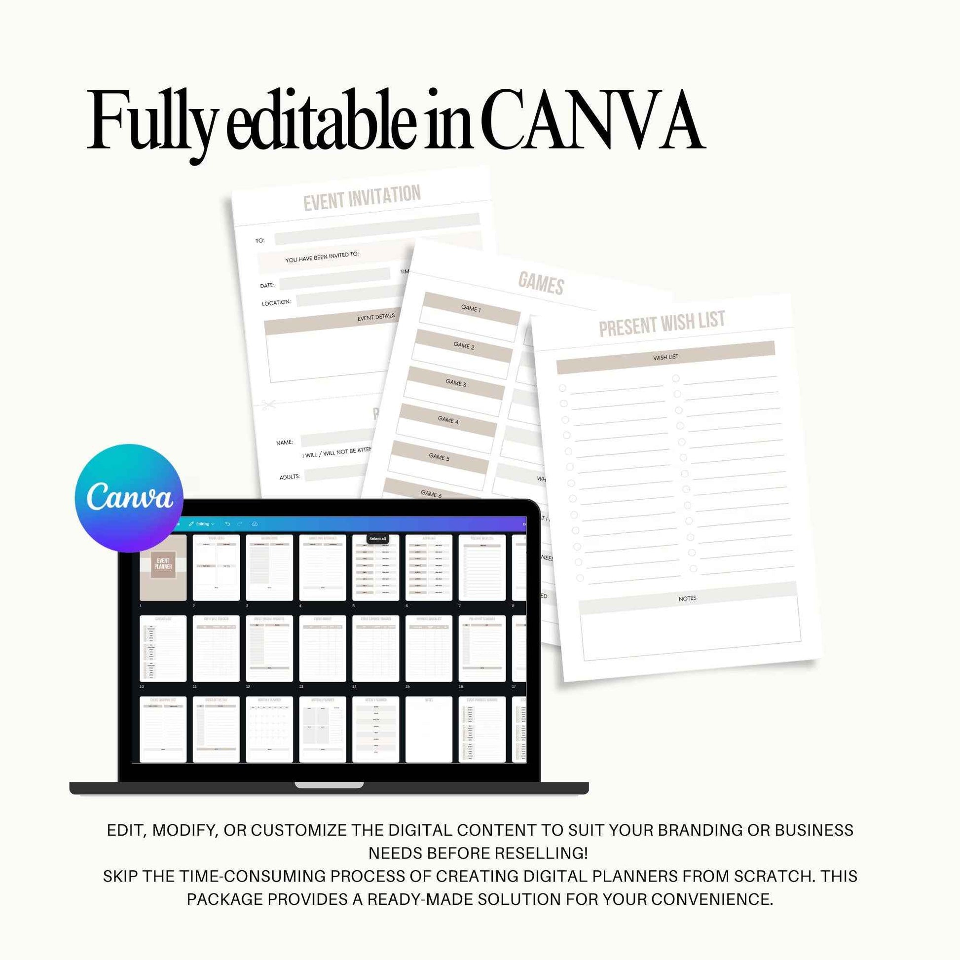 PLR Event Planner, Master Resell Rights, Plr Planner, PLR Digital Products, Resell Planner, Plr Templates, MRR, Canva Templates, Dfy