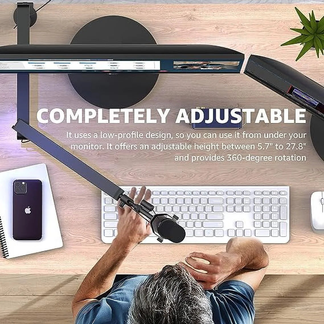 Foldable 360° Low Profile Microphone Stand and Boom, 26.10" X 1.38" X 1.18", 3.74 Lbs