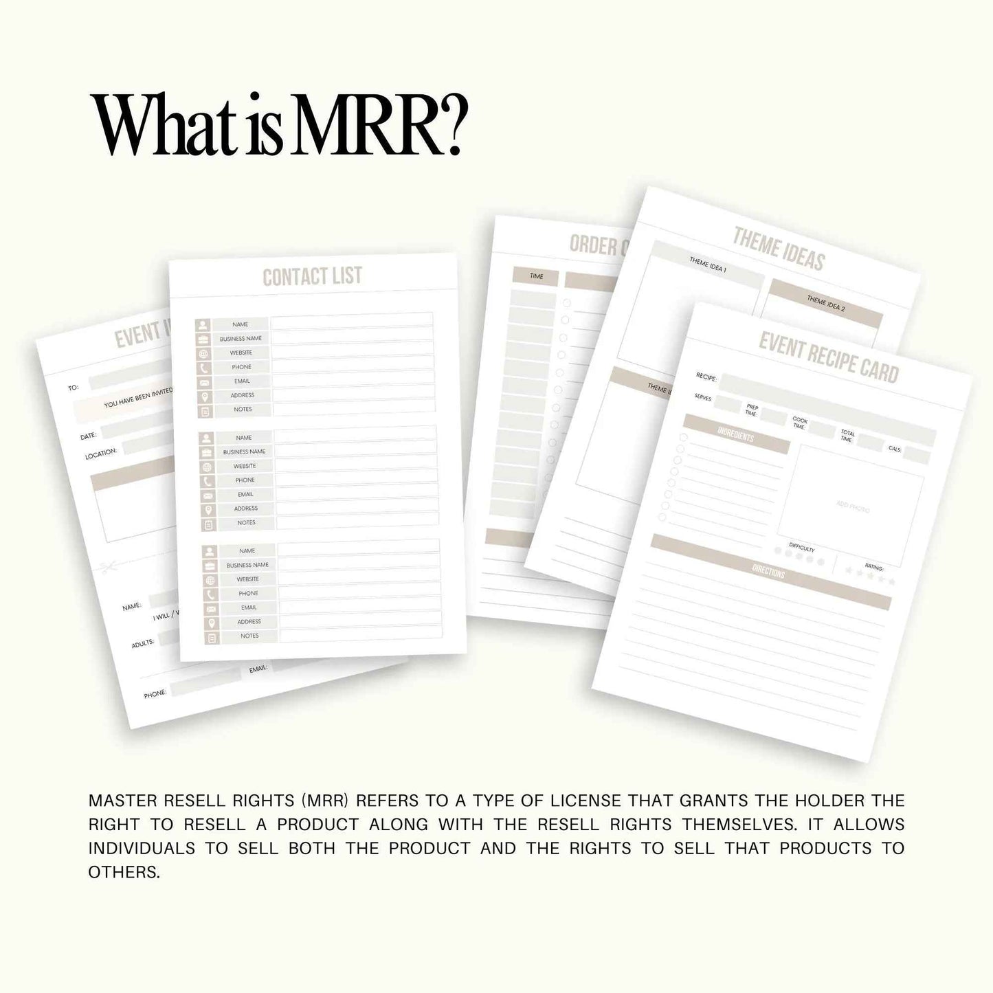PLR Event Planner, Master Resell Rights, Plr Planner, PLR Digital Products, Resell Planner, Plr Templates, MRR, Canva Templates, Dfy