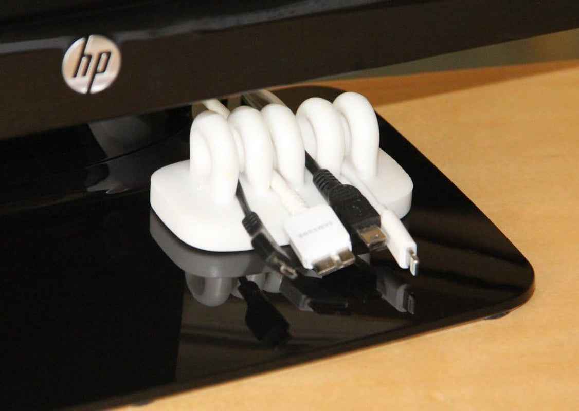 Desktop Cable Organizer, Weighted, No Bad Smell, Bundled with 2 Reusable Cable Ties (White)