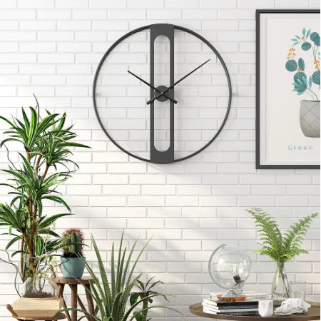 Modern Minimalist Round Metal Wall Clock for Living Room, Bedroom - Luxe Haus Studio