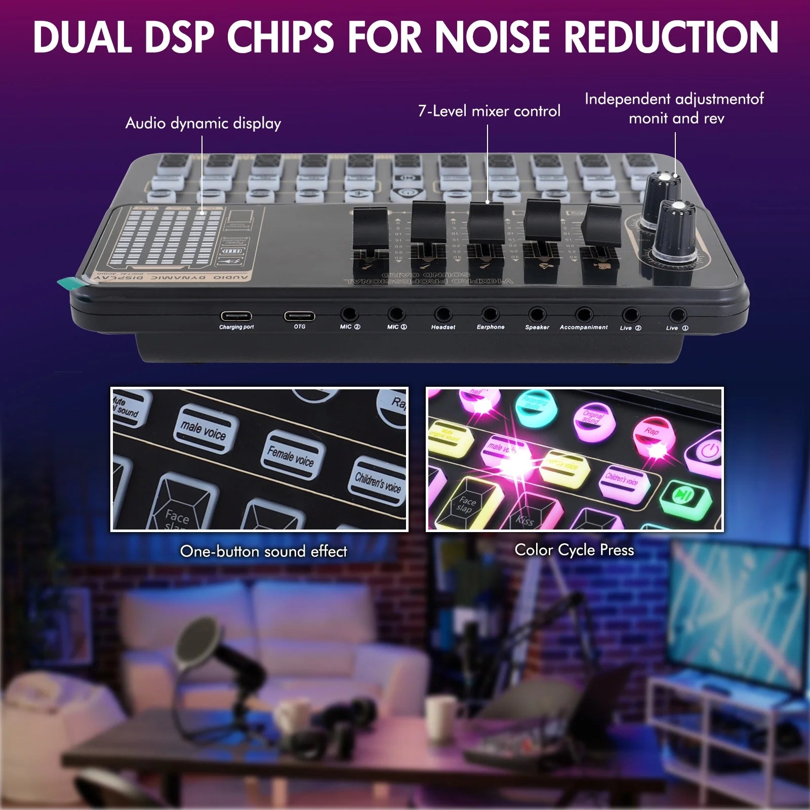 Condenser Microphone Bundle Audio Mixer BM-800 Podcast Microphone with Voice Changer, Studio Equipment for Laptop Computer Vlog Living Broadcast Live Streaming Youtube Tiktok
