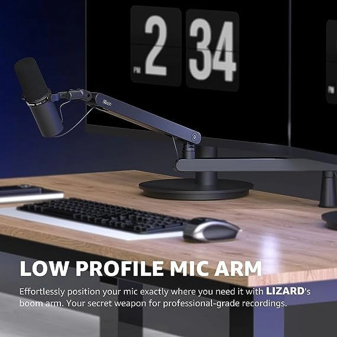 Foldable 360° Low Profile Microphone Stand and Boom, 26.10" X 1.38" X 1.18", 3.74 Lbs