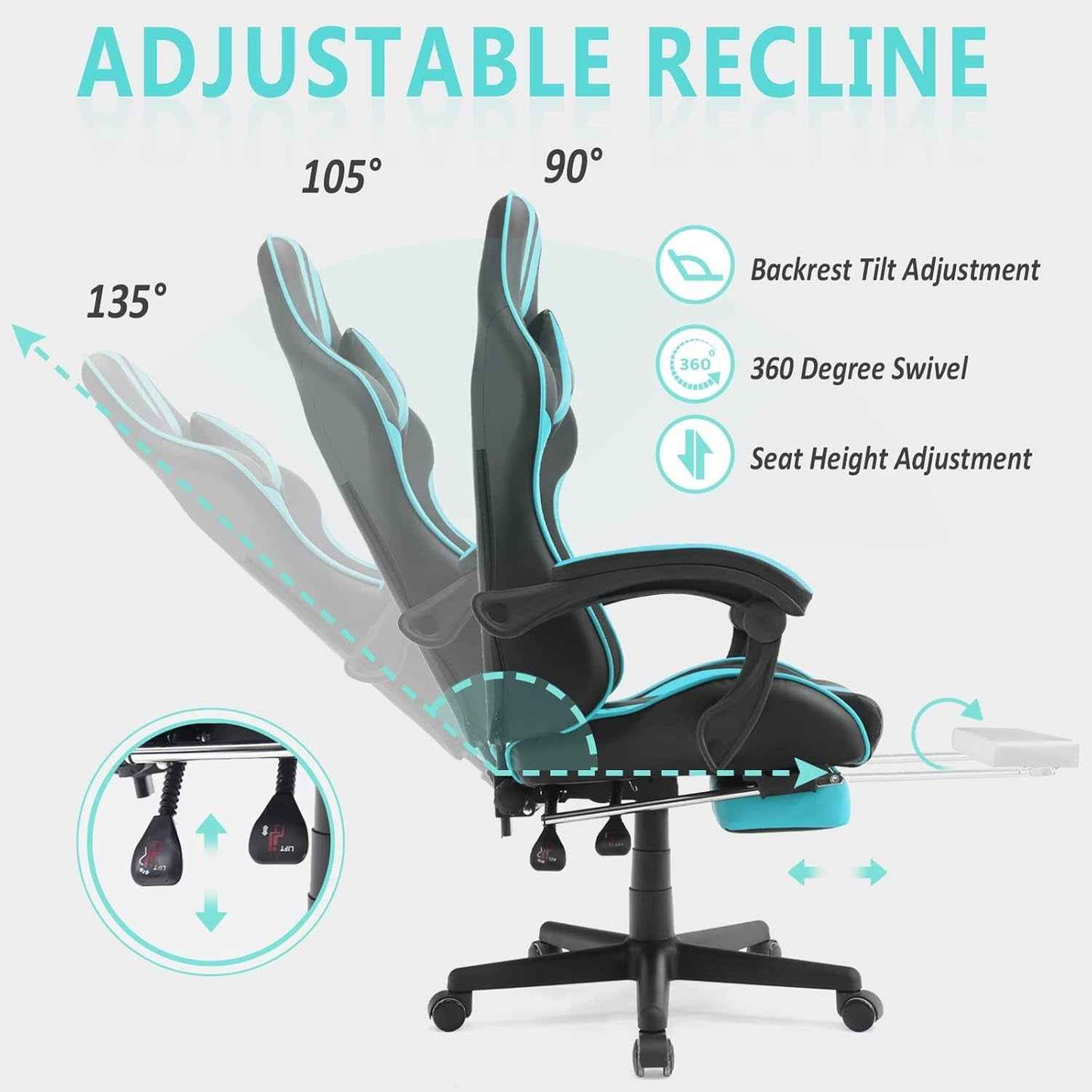 Miami Blue Ergonomic Gaming Chair for Adults & Teens