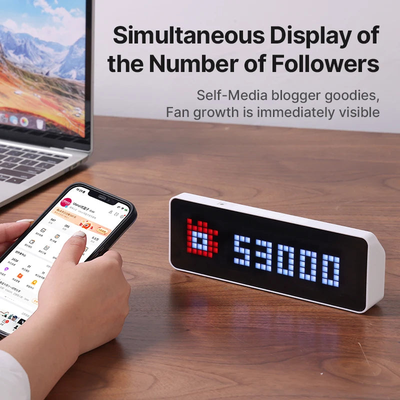 TC001 Smart Pixel Clock LED Full Color Pixel Display Pomodoro Clock Youtube Fans for Home New Version