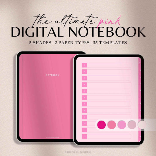 Digital Notebook Pink | Pink Ipad Notebook for Goodnotes | Digital Note Templates Notability | Digital Student Notebook | Goodnotes Notebook