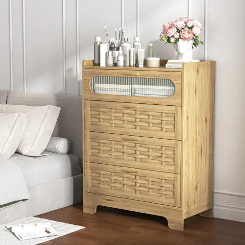 Wood 4-Drawer Dresser – Modern Farmhouse Storage Organizer for Bedroom & Nursery - Luxe Haus Studio