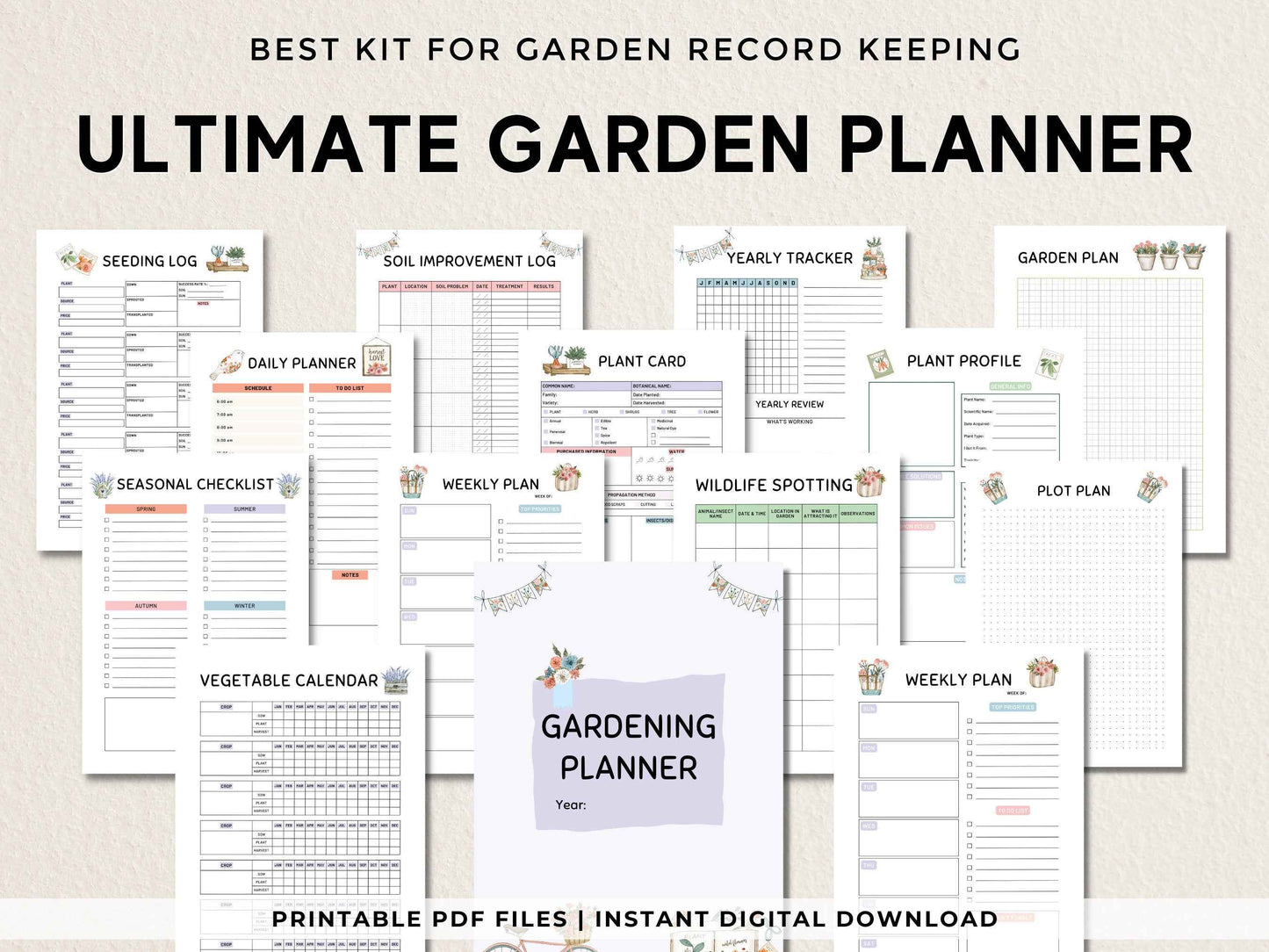 Gardening Planner Printable, Garden Planner, Plant Planner, Garden Journal, Garden Organizer, Plants Records, Gardening Logbook, A4, Letter