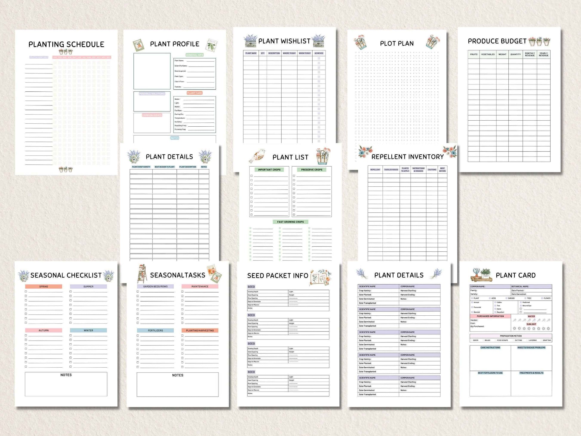 Gardening Planner Printable, Garden Planner, Plant Planner, Garden Journal, Garden Organizer, Plants Records, Gardening Logbook, A4, Letter