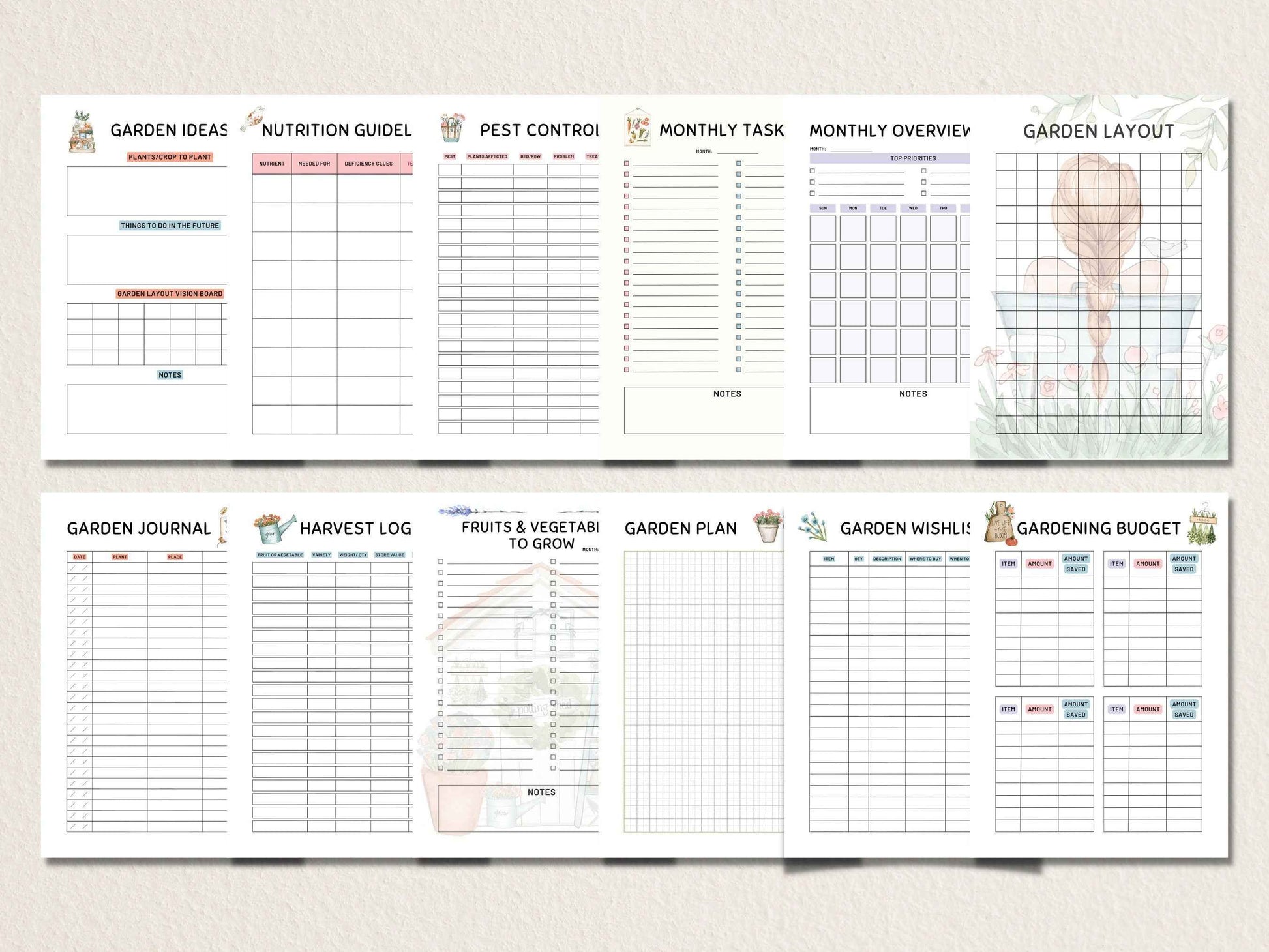 Gardening Planner Printable, Garden Planner, Plant Planner, Garden Journal, Garden Organizer, Plants Records, Gardening Logbook, A4, Letter