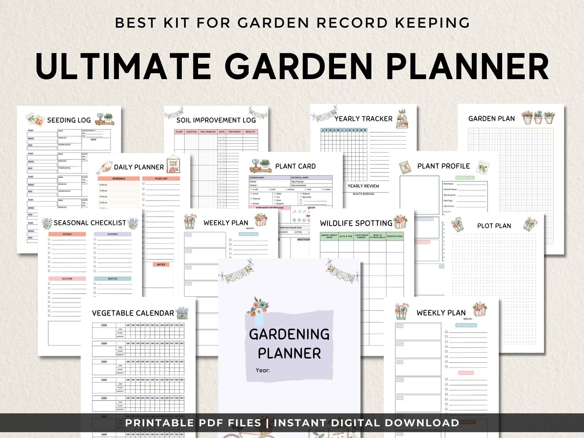 Gardening Planner Printable, Garden Planner, Plant Planner, Garden Journal, Garden Organizer, Plants Records, Gardening Logbook, A4, Letter
